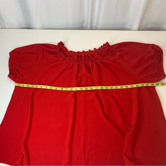 SHEIN Curve Square Neck Off Shoulder Solid Red Blouse Top Size 3XL - Picture 6 of 7